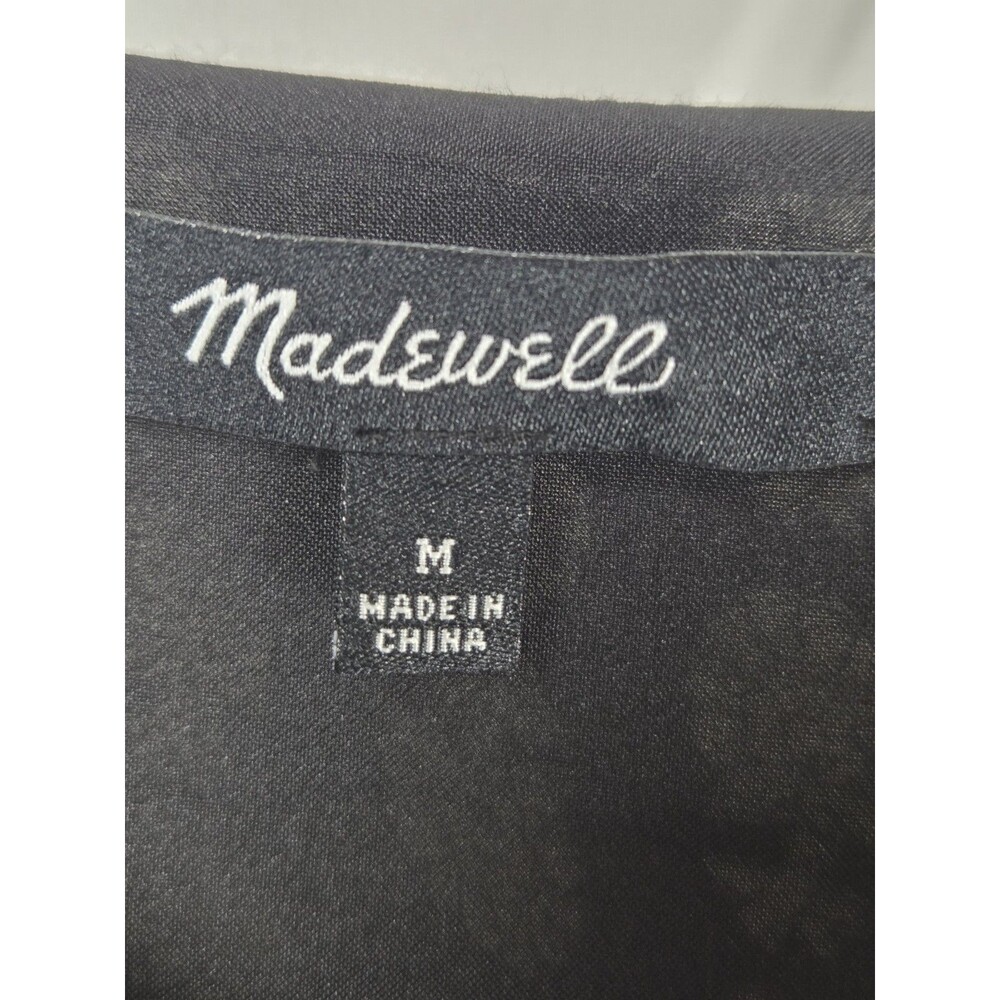 Madewell 100% Silk Black Floral Print Slip Dress Size M Pockets Midi - Picture 6 of 9